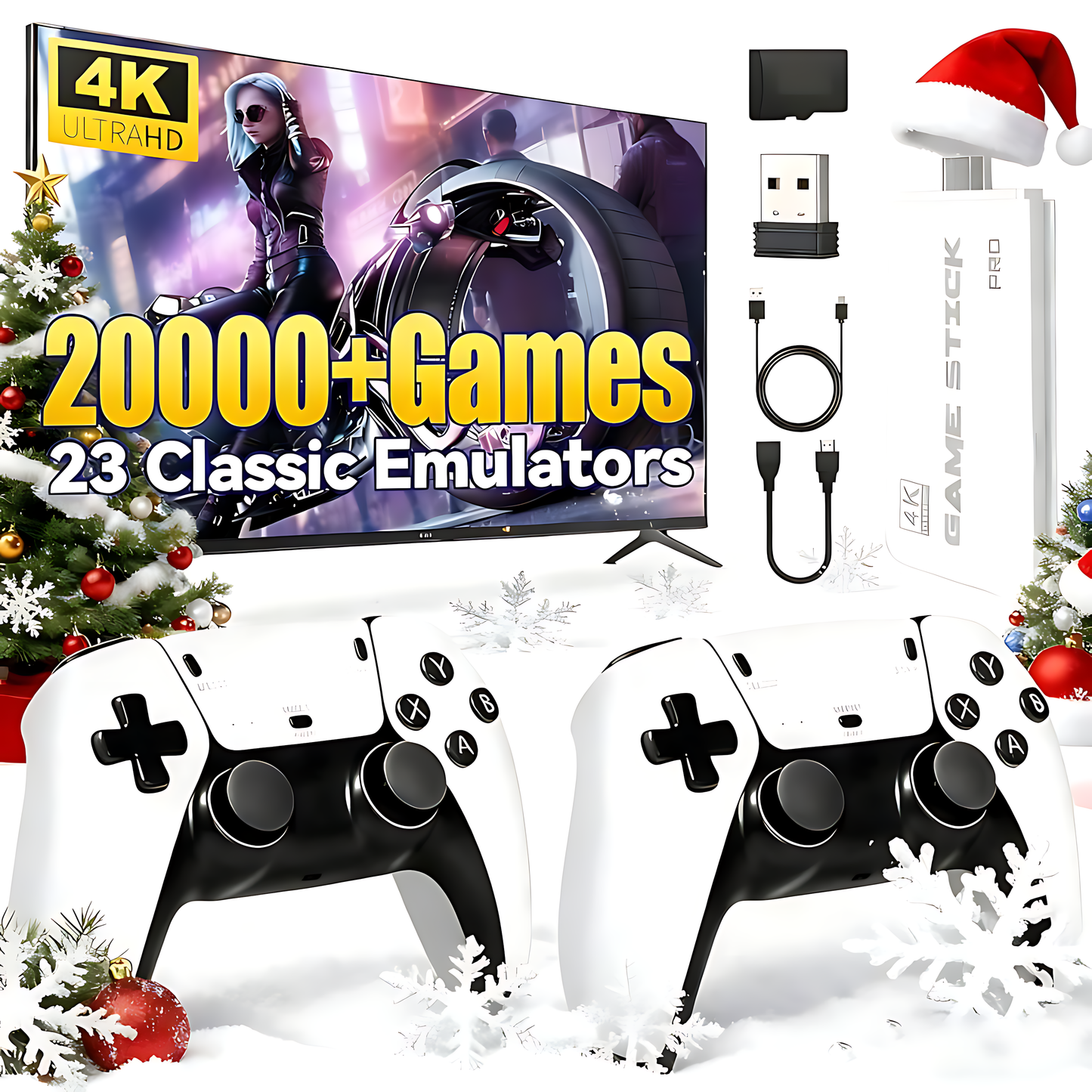128GB Retro Game Console X2 Plus 40000+ Games Game Stick Wireless Game Console 4K TV