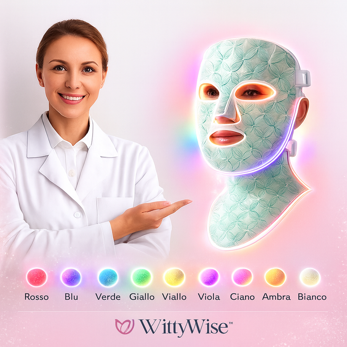 WittyWise™ 8-Color LED Mask – Reduces Wrinkles, Acne, and Porosity. Firms and Brightens Skin.