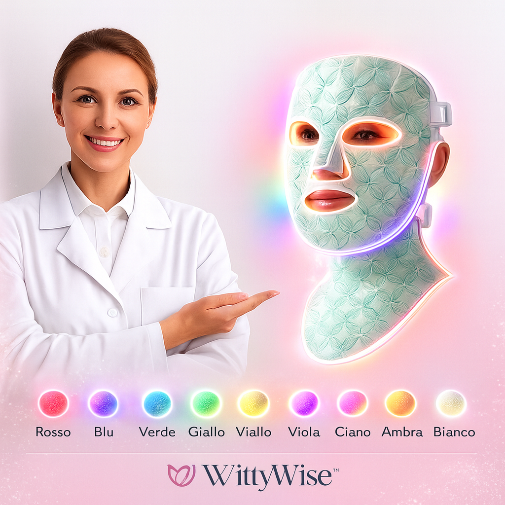 WittyWise™ 8-Color LED Mask – Reduces Wrinkles, Acne, and Porosity. Firms and Brightens Skin.